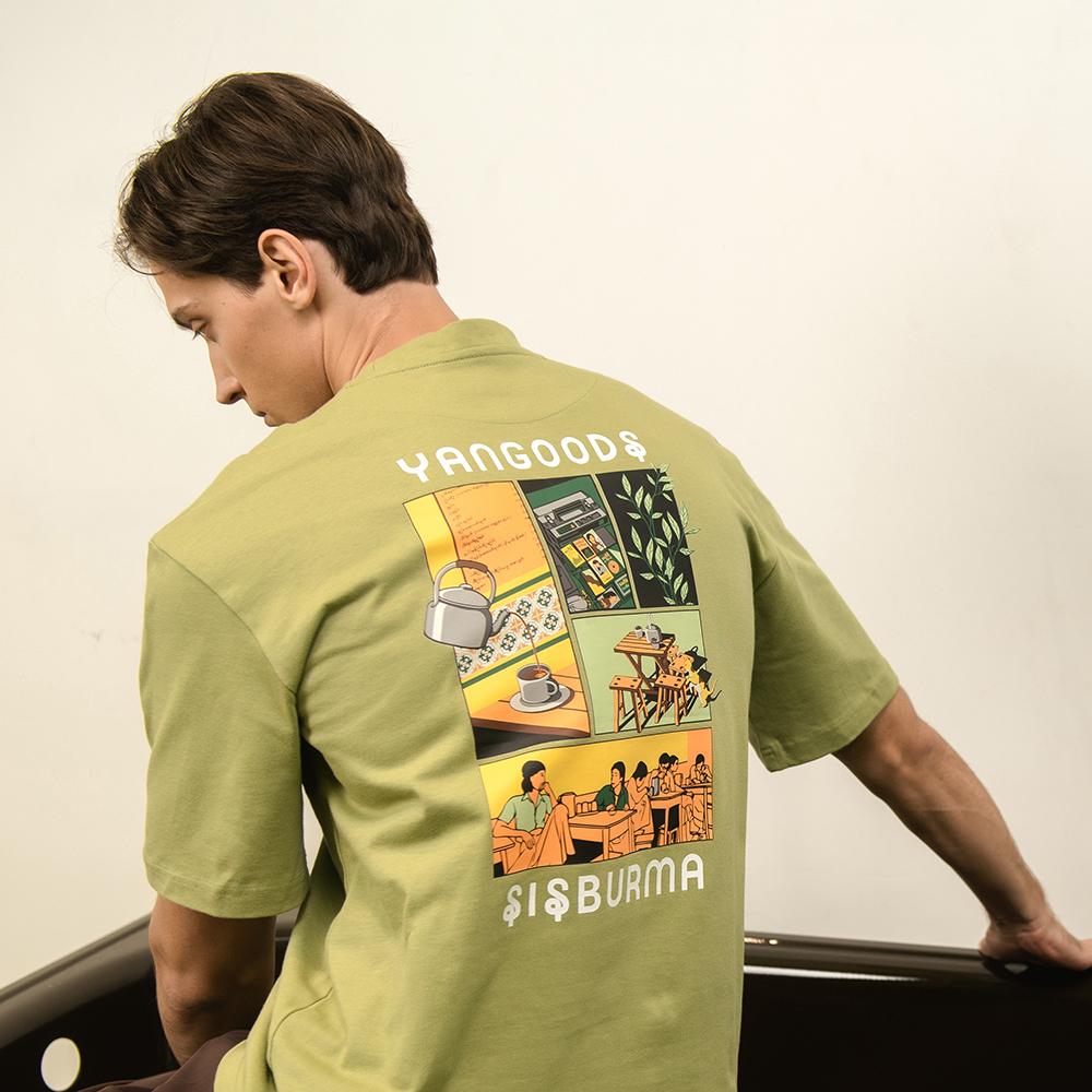Yangoodsisburma Green Graphic Premium Cotton Tee ExtraLarge